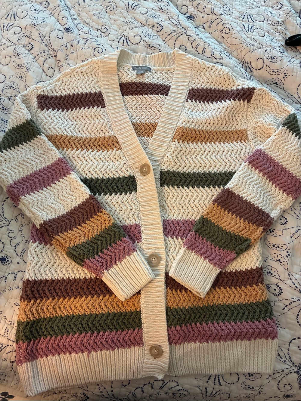 Cozy Striped V-Neck Cardigan Sweater - S/M